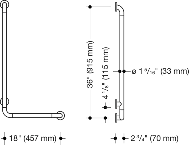 Winkelgriff (USA) Serie 801 Achsmaße 36 x 18 inch reinweiß Winkelgriff (USA) Serie 801 Achsmaße 36 x 18 inch reinweiß