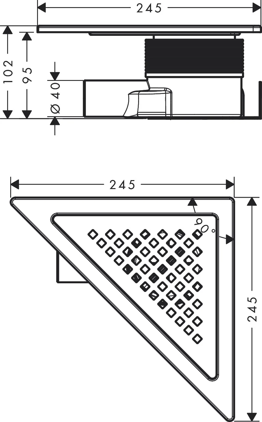 Hansgrohe RainDrain Corner Komplettset Punktablauf 240x240 mm Edelstahl V2A - rahmenloses Design, höhenverstellbar, bis zu 45 l/min Ablaufleistung