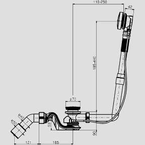 Badewanne inkl. Wannenträger und Kaldewei Ablaufgarnitur Comfort-Level 170 × 75 cm, ,, ,