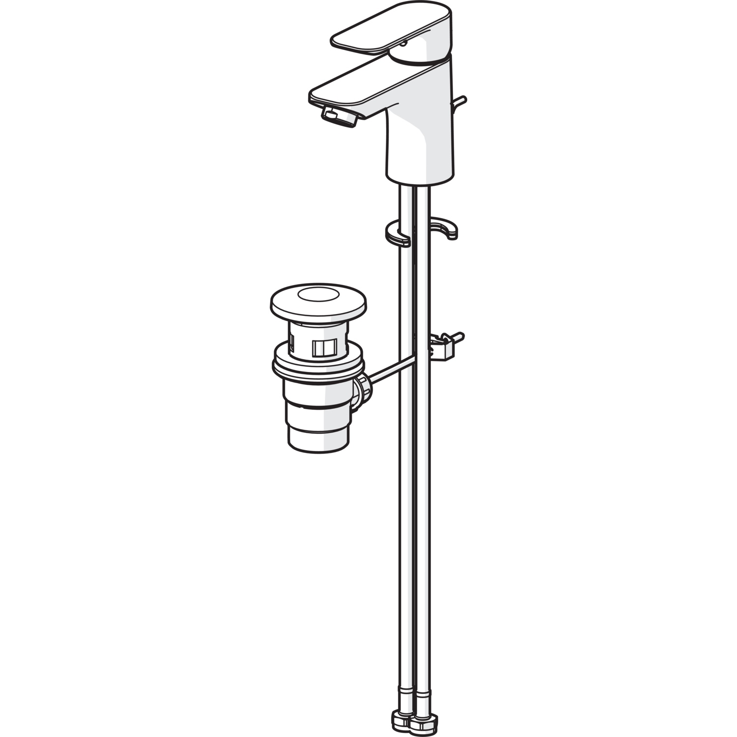 Einhand-Waschtischarmatur mit Zugstange „Basic“ Ausladung 101 mm in Chrom Einhand-Waschtischarmatur mit Zugstange „Basic“ Ausladung 101 mm in Chrom