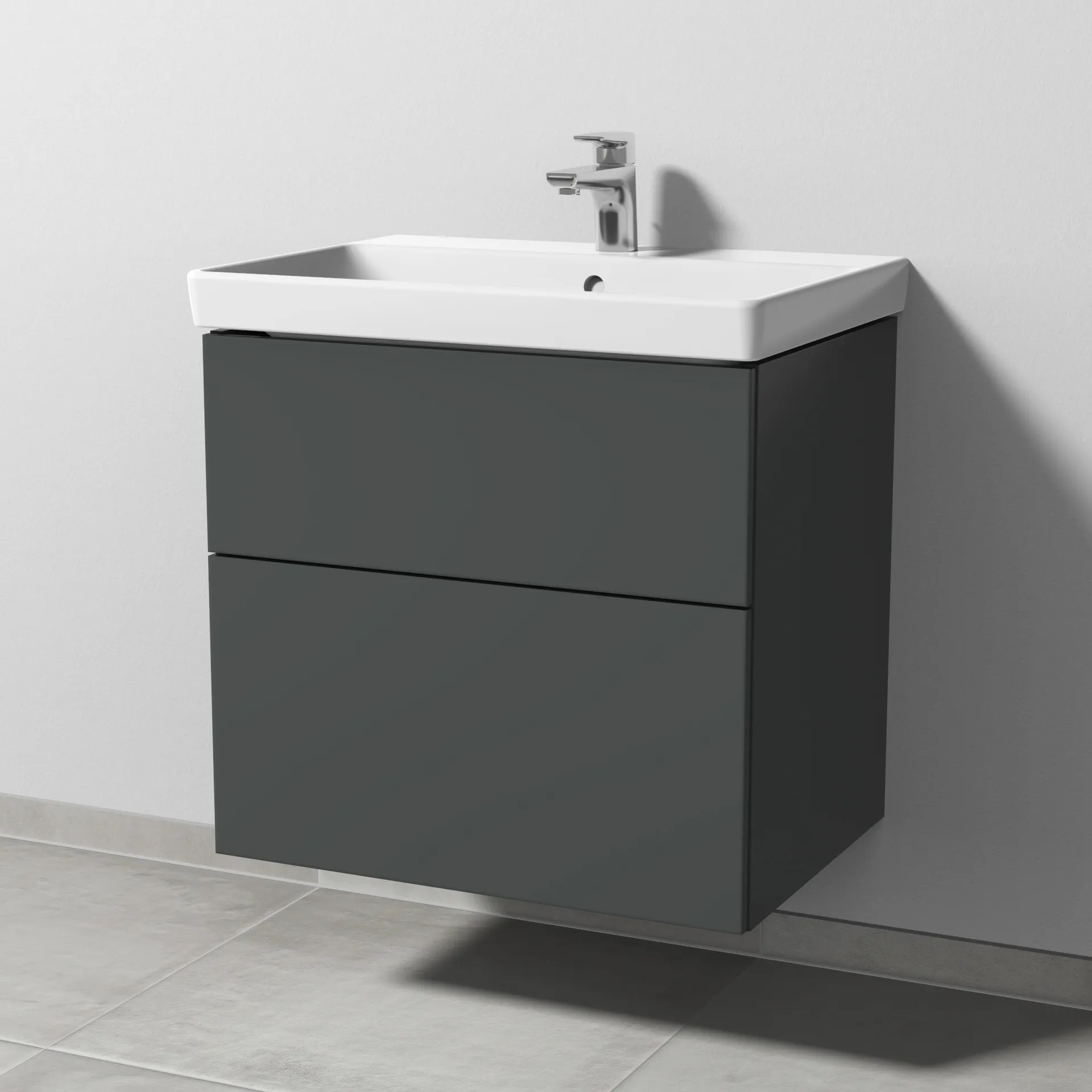 Sanipa Waschtischunterschrank „3way“ passend zu Keramik-Waschtische Avento von Villeroy & Boch 625 × 580 × 452 mm in Anthrazit (matt)