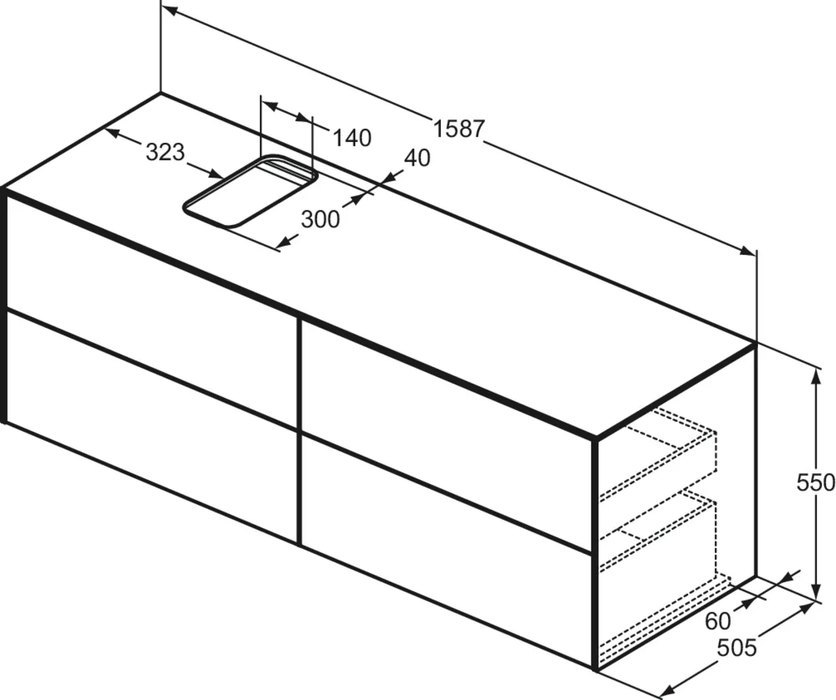 Ideal Standard Waschtischunterschrank „Conca“ 158,7 × 55 × 50,5 cm Walnuss dunkel Furnier Ideal Standard Waschtischunterschrank „Conca“ 158,7 × 55 × 50,5 cm Walnuss dunkel Furnier