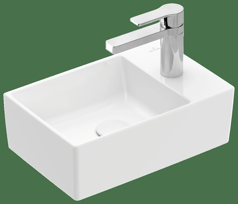 Villeroy & Boch Memento 2.0 Handwaschbecken TitanCeram 400x260mm Rechteck 1HL ohne Überlauf Weiß Alpin