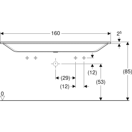 Xeno² Möbelwaschtisch: B=160cm, T=48cm, Hahnloch=links und rechts, Überlauf=ohne, weiß / matt Xeno² Möbelwaschtisch: B=160cm, T=48cm, Hahnloch=links und rechts, Überlauf=ohne, weiß / matt