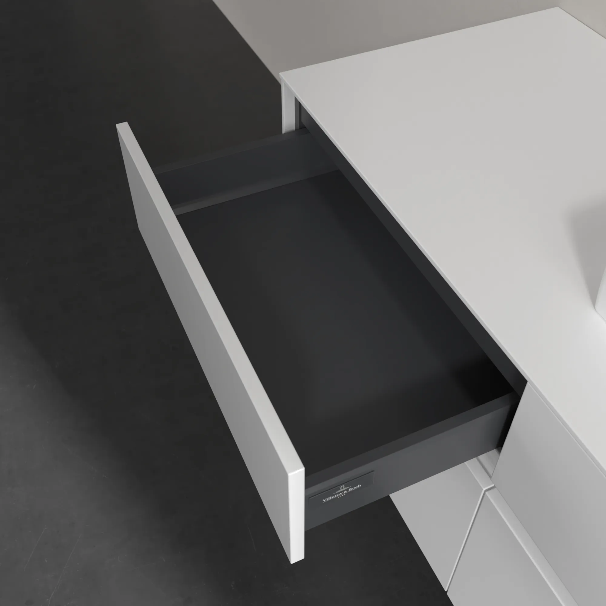 Villeroy & Boch Waschtischunterschrank „Collaro“ 1200 × 548 × 500 mm Glossy White, ohne Beleuchtung, für Becken rechts