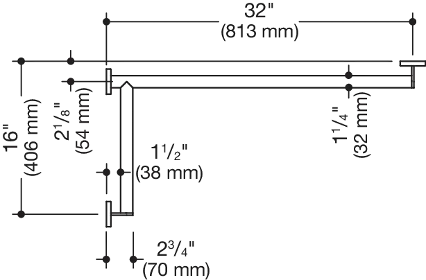 HEWI Haltegriff Ausführung links „System 900“ in Signalweiß matt, Befestigung verdeckt HEWI Haltegriff Ausführung links „System 900“ in Signalweiß matt, Befestigung verdeckt