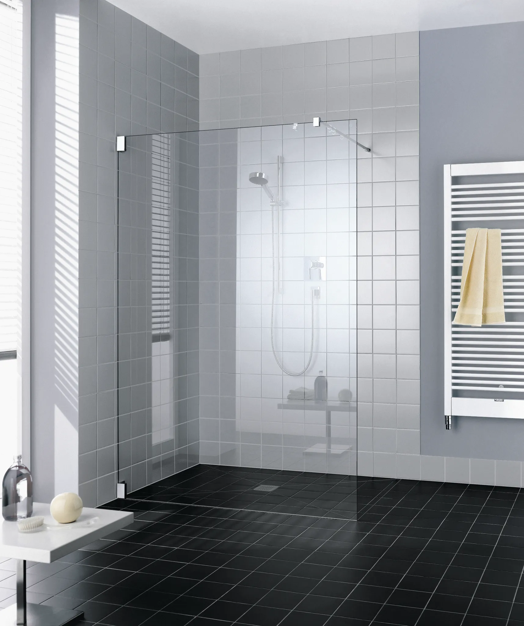 Kermi Duschdesign Walk-In-Duschkabine WALK-IN Wall „FILIA“ Glas Klar, BV: 775 - 775 mm H: 2000 mm
