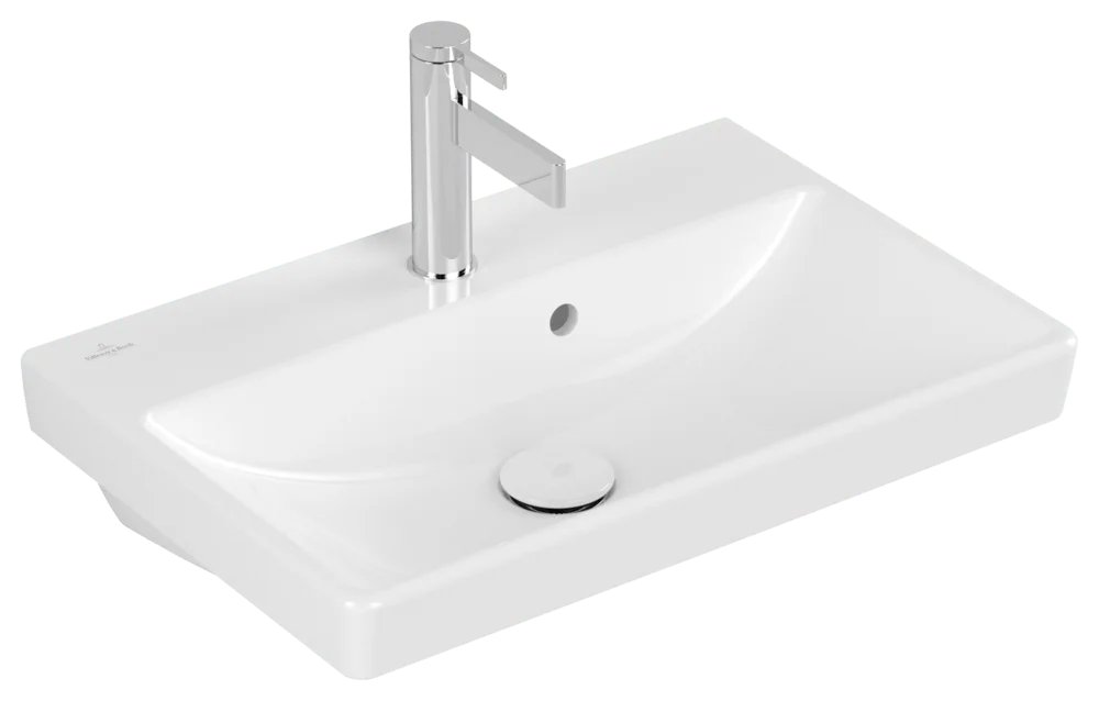 Villeroy & Boch Waschbecken Avento Compact, 550x370x180 mm, weiß Alpin, mit Überlauf, 1-Loch-Armatur