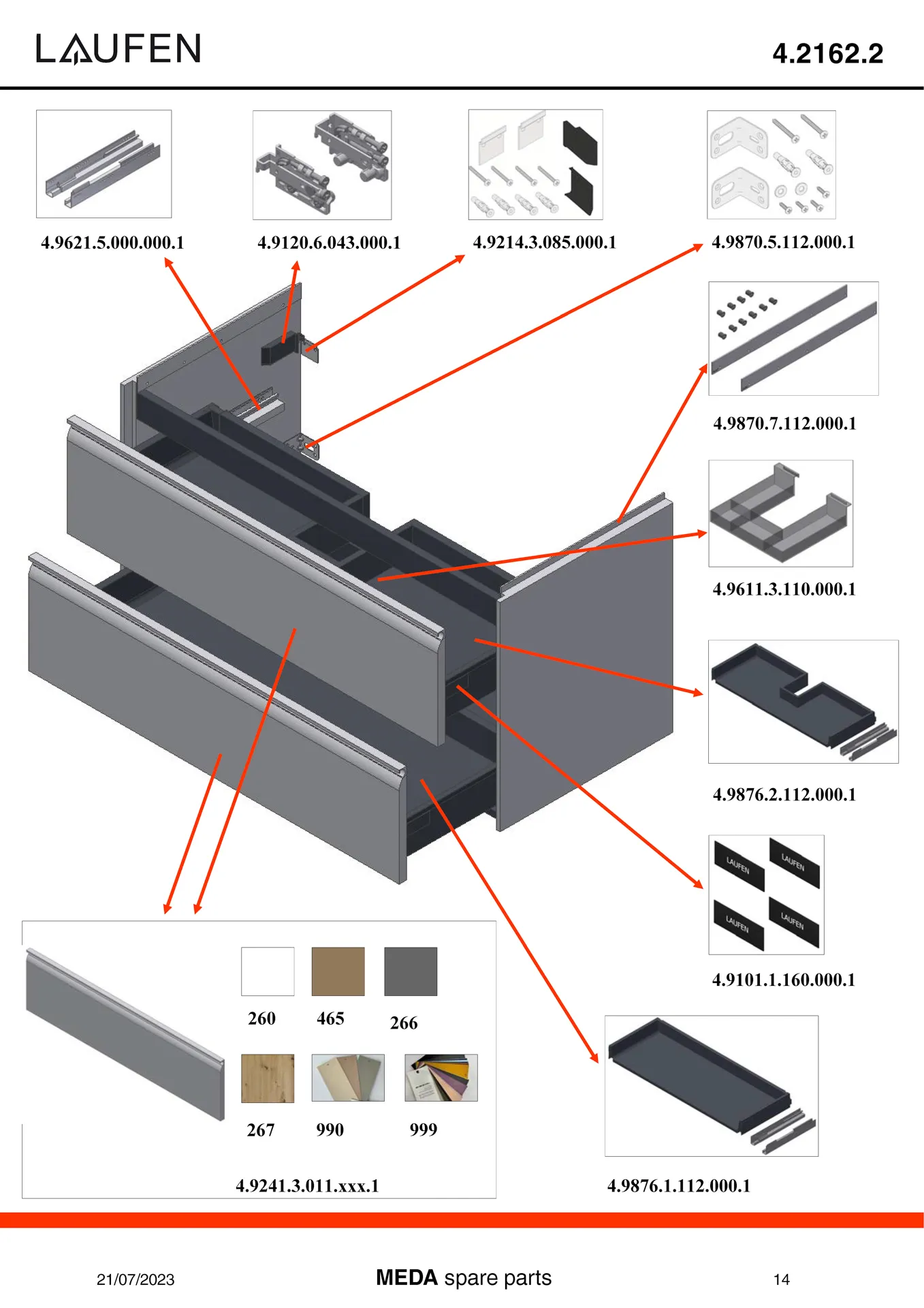 Waschtischunterbau, MEDA, 448x984x515, mit 2 Schubladen, 1 Ordnungssystem, integrierte Griffleiste, Vollauszug und Soft-Close, für Waschtisch MEDA H810119 (100 cm), weiß matt Waschtischunterbau, MEDA, 448x984x515, mit 2 Schubladen, 1 Ordnungssystem, integrierte Griffleiste, Vollauszug und Soft-Close, für Waschtisch MEDA H810119 (100 cm), weiß matt