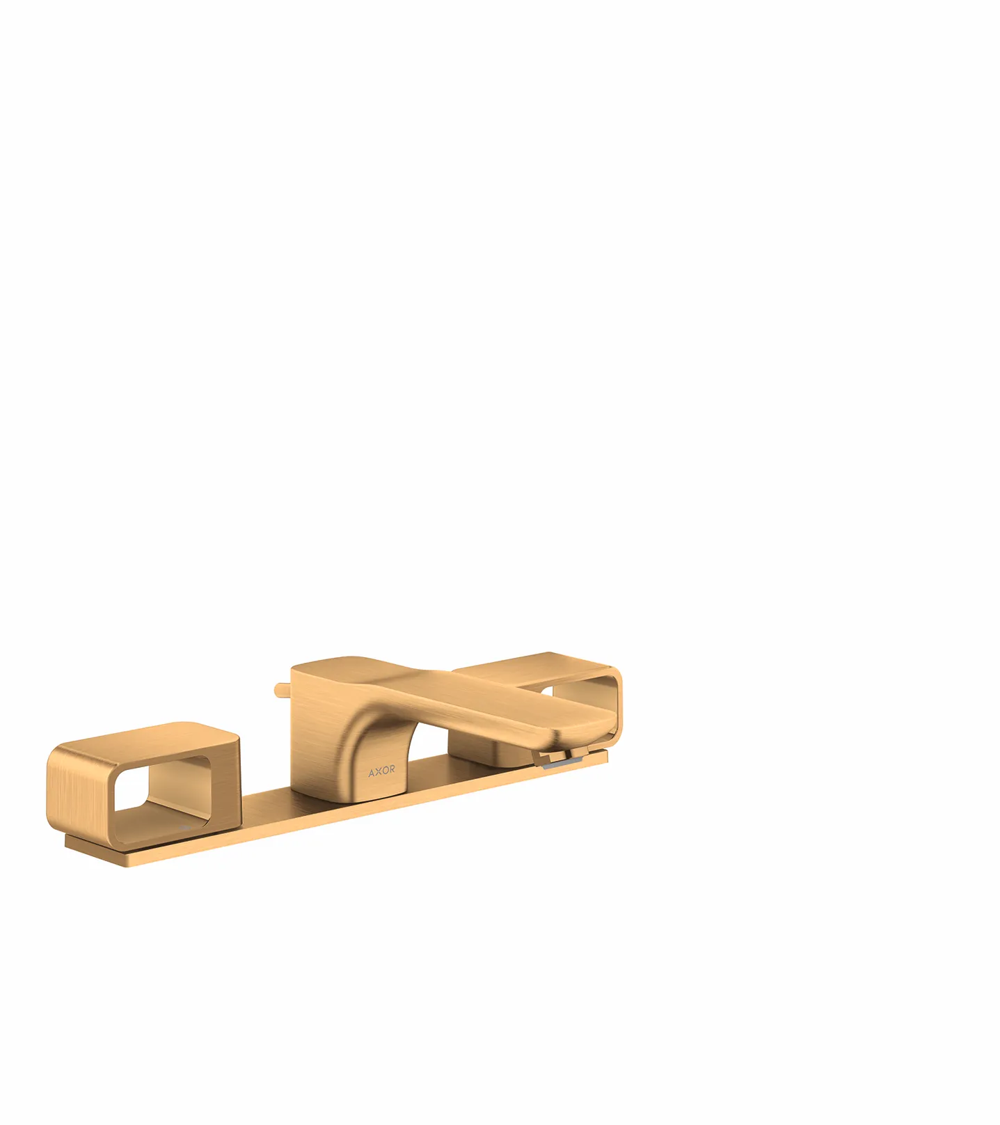 Hansgrohe AXOR Urquiola 3-Loch Waschtischarmatur 50 mit Platte und Zugstangen-Ablaufgarnitur, Brushed Gold Optic Hansgrohe AXOR Urquiola 3-Loch Waschtischarmatur 50 mit Platte und Zugstangen-Ablaufgarnitur, Brushed Gold Optic