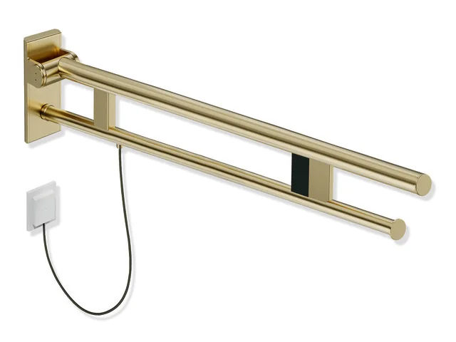 HEWI Stützklappgriff Duo, System 900, Edelstahl PVD, 900 mm Ausladung, rechts