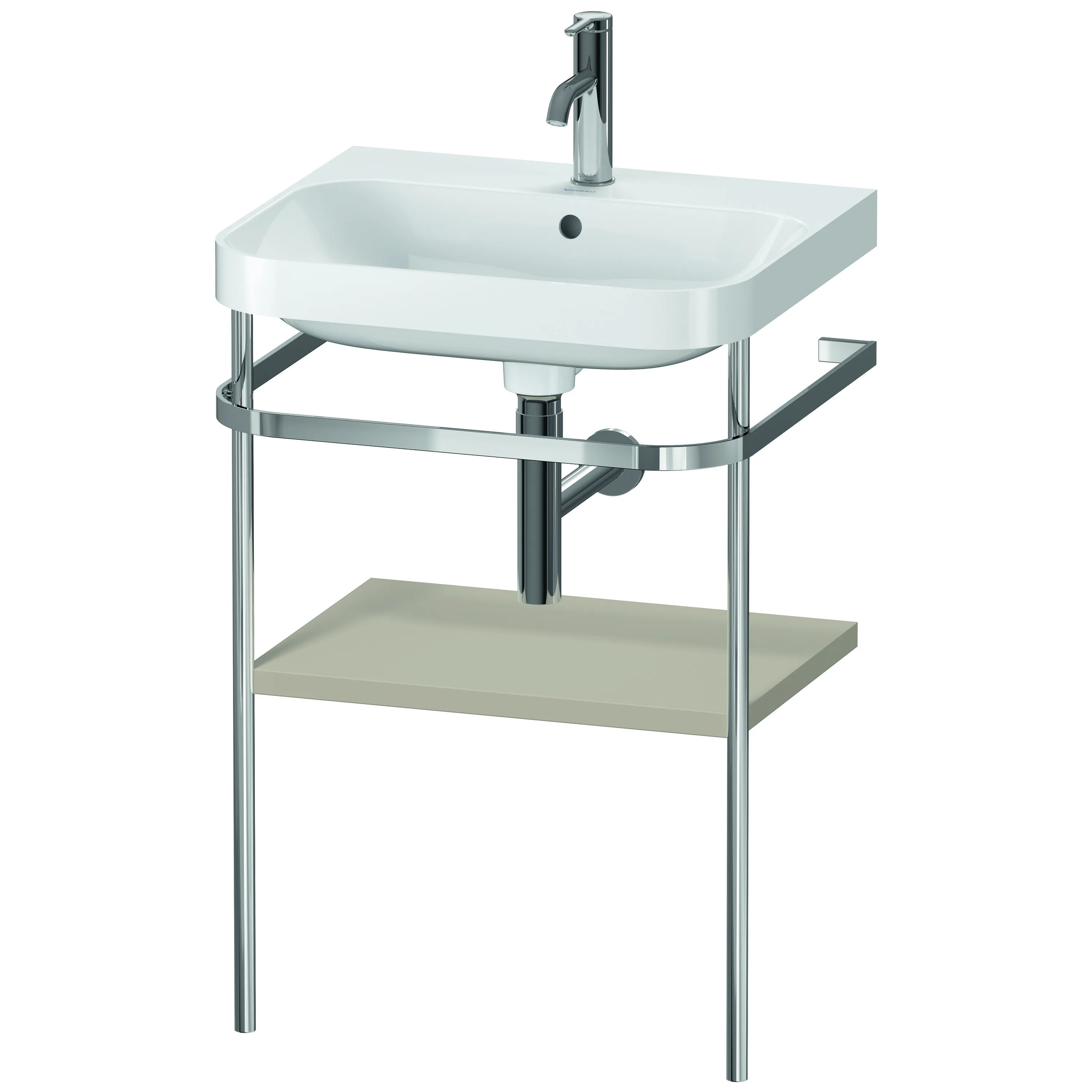 Duravit Waschtischunterschrank c-shaped Set mit Metallkonsole „Happy D.2 Plus“ 57,5 × 85 × 49 cm in Taupe Seidenmatt