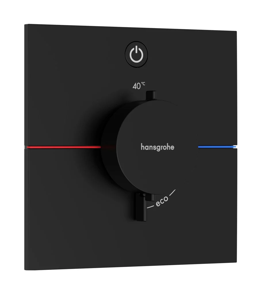 Hansgrohe ShowerSelect Comfort E Thermostat Unterputz, Mattschwarz, 1 Verbraucher, flache Rosette, einfache Installation