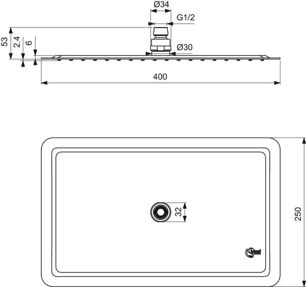 Regenbrause Idealrain Luxe 250x400mm Edelstahl poliert Regenbrause Idealrain Luxe 250x400mm Edelstahl poliert