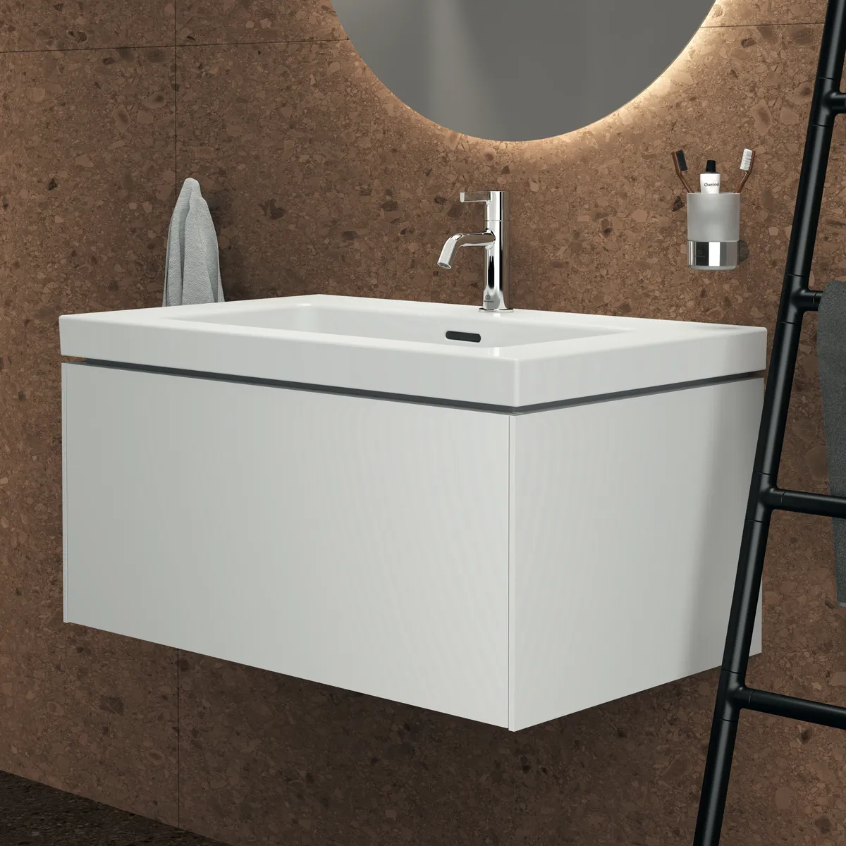 Waschbecken „Extra“ 81 × 51 × 15 cm, Hahnlochposition mittig in Weiß Waschbecken „Extra“ 81 × 51 × 15 cm, Hahnlochposition mittig in Weiß