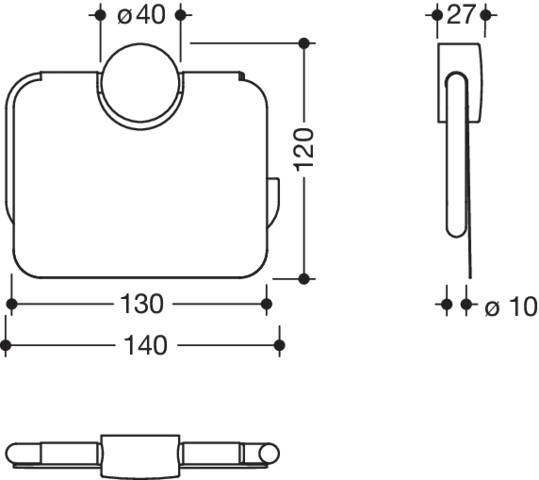 HEWI Toilettenpapierhalter „System 815“ 14 × 2,2 × 12 cm HEWI Toilettenpapierhalter „System 815“ 14 × 2,2 × 12 cm