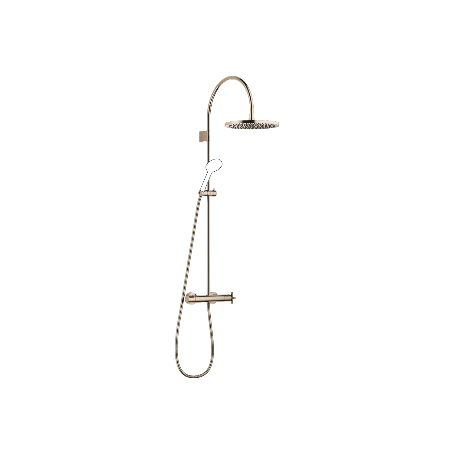 Dornbracht TARA Showerpipe mit Brause-Thermostat Light Gold (PVD), 300 mm, Höhe bis Regenbrause 964 mm