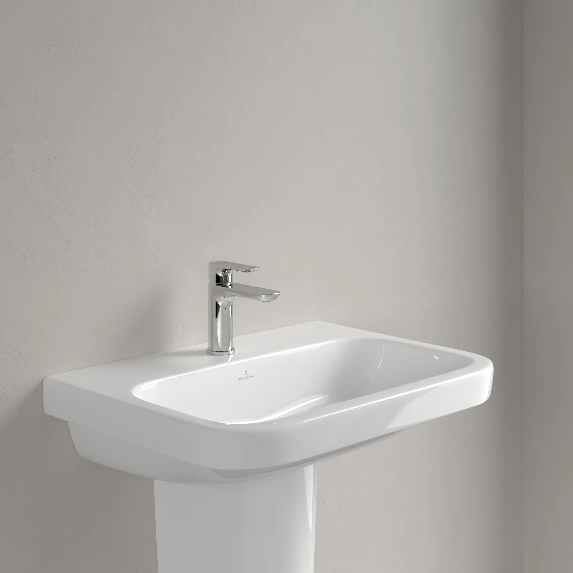 Villeroy & Boch Waschbecken „Architectura“ 650 × 470 × 180 mm, ohne Hahnlochbohrung, für Becken mittig in Weiß Alpin