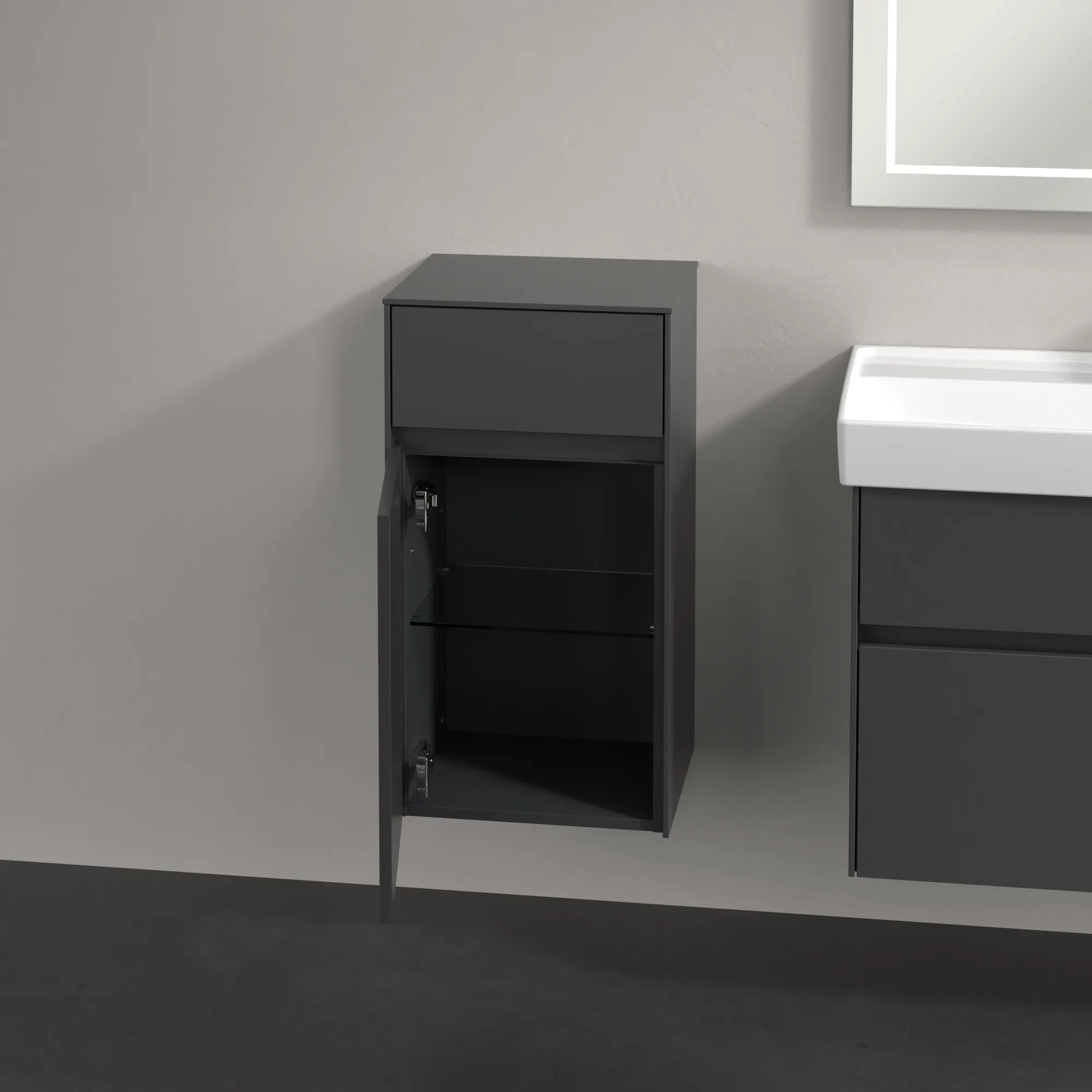 Villeroy & Boch Seitenschrank „Collaro“ 1 Tür, 1 Auszug / Schublade 40,4 × 74,8 × 34,9 cm 1 Tür, Anschlag (Scharnier) links, 1 Auszug / Schublade