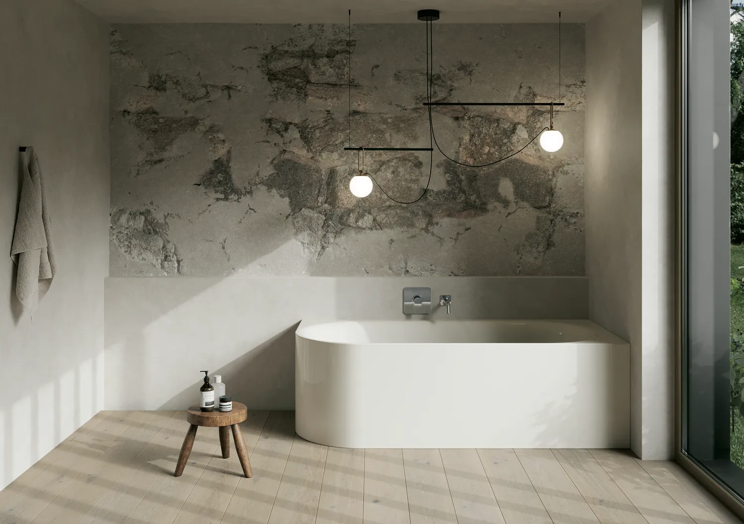 Bette BetteLux Oval V Silhouette Badewanne, Eck, Sonderform, 1950 x 950 mm, 575 mm Randhöhe, 2-Sitzer, Schürzenwanne, glasierter Titan-Stahl, Pergamon