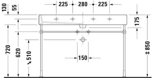 Wandwaschtisch „Vero“, mit Überlauf, Hahnlochposition mittig Wandwaschtisch „Vero“, mit Überlauf, Hahnlochposition mittig