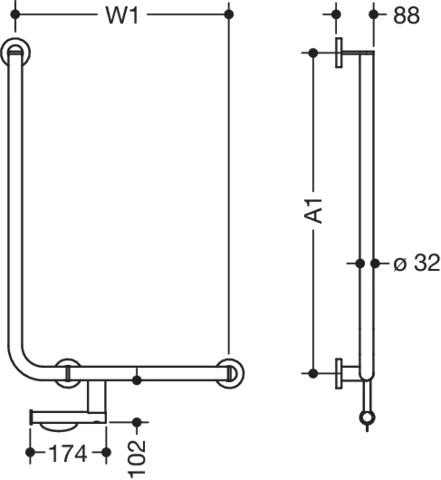 HEWI Haltegriff Ausführung rechts „System 900“
