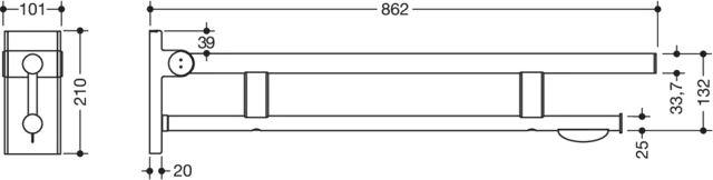 HEWI Toilettenstütze „System 900“, Befestigung verdeckt
