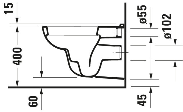 Set Wand-Tiefspül-WC „D-Code“ 35,5 × 36 × 54,5 cm mit Spülrand, Abgang waagerecht, Duravit mit WC-Sitz „D-Code“ 36 × 43 × 4 cm Scharniere Edelstahl