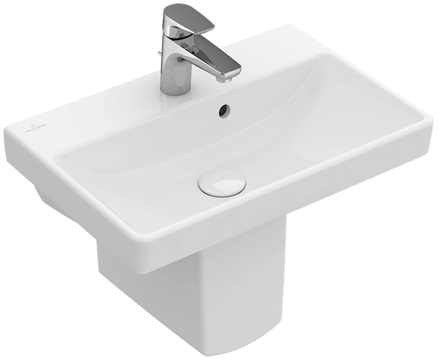 Villeroy & Boch Waschbecken Avento Compact, 550x370x180 mm, weiß Alpin, mit Überlauf, 1-Loch-Armatur