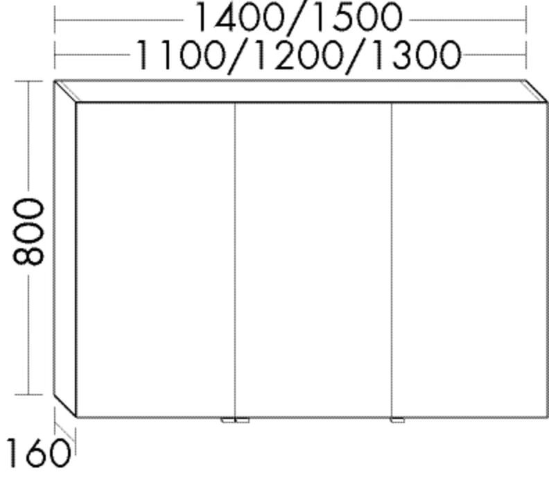 Spiegelschrank Sys30 von burgbad - 160 mm tief, 1500 mm breit, 840 mm hoch, beidseitig verspiegelt mit Dimmlicht und Steckdose
