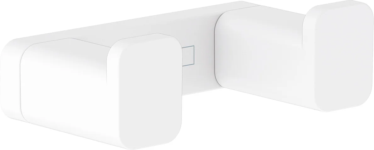 Hansgrohe AddStoris Q Doppelhaken, mattweiß, Wandmontage mit verdeckter Befestigung, Bohrabstand 50 mm, Bohrloch Ø 6 mm