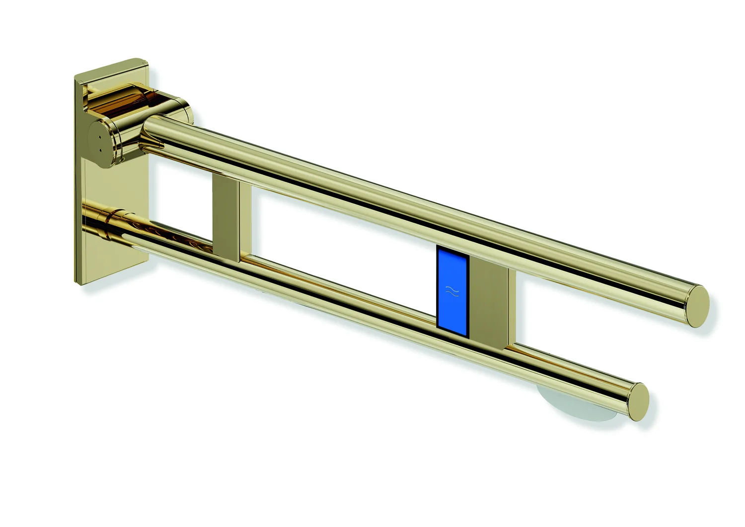 HEWI Mobiler Stützklappgriff Duo Design A Edelstahl PVD 750mm links
