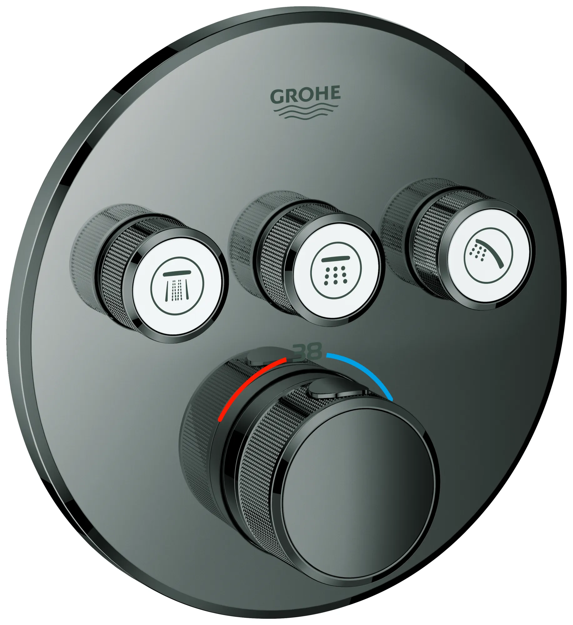 Thermostat Grohtherm SmartControl 29121, mit 3 Absperrventilen, Fertigmontageset für Rapido SmartBox, Wandrosette rund, chrom Thermostat Grohtherm SmartControl 29121, mit 3 Absperrventilen, Fertigmontageset für Rapido SmartBox, Wandrosette rund, chrom