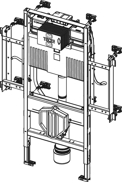 TECEprofil WC-Gerontomodul mit Uni-Spülkasten, Keramikbefestigung für 48 cm Sitzhöhe gemäß DIN 18040-1, Bauhöhe 1120 mm