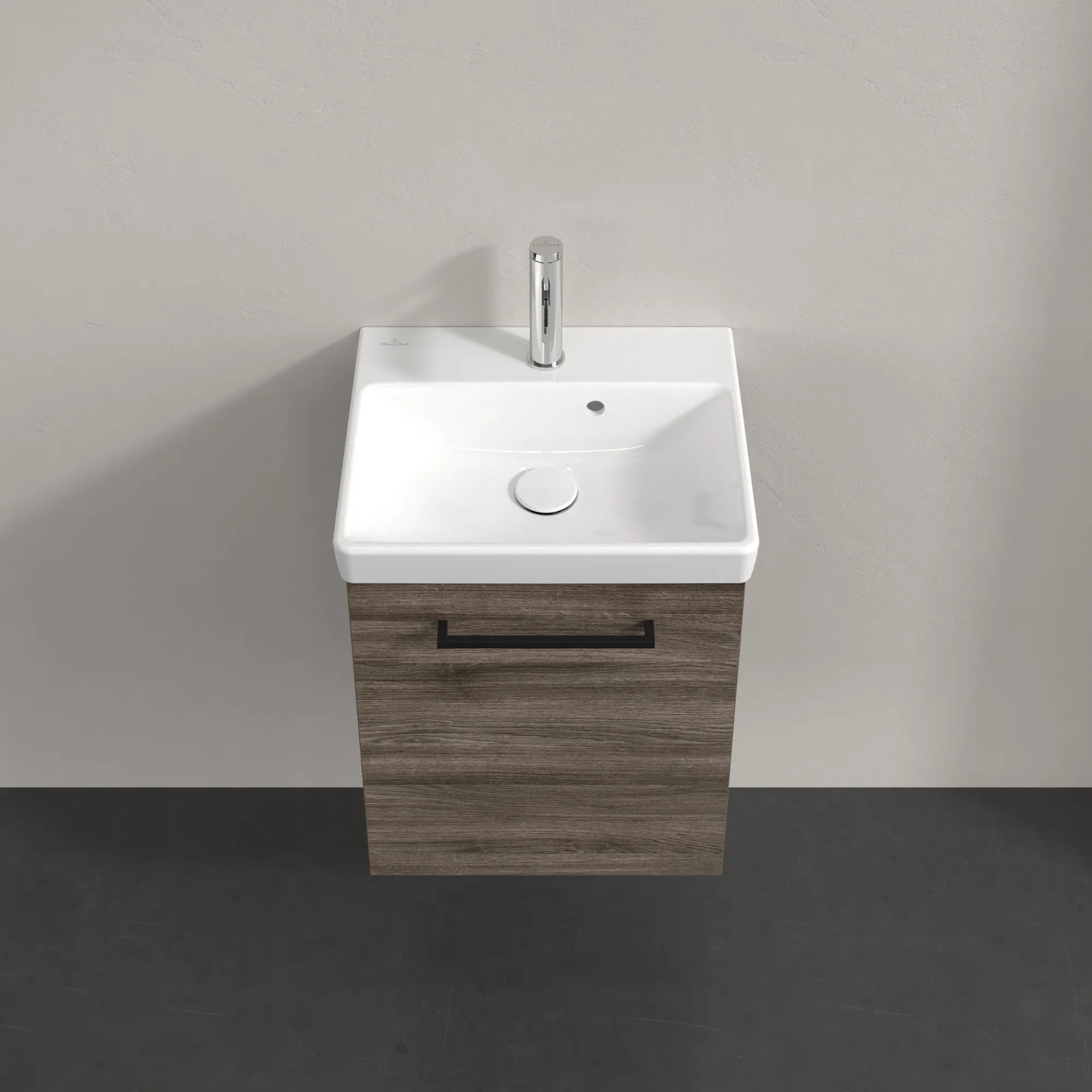Villeroy & Boch Waschbeckenunterschrank Avento, Eckig Stone Oak, 426x514x350mm, 1 Tür, SoftClosing, Wandmontage