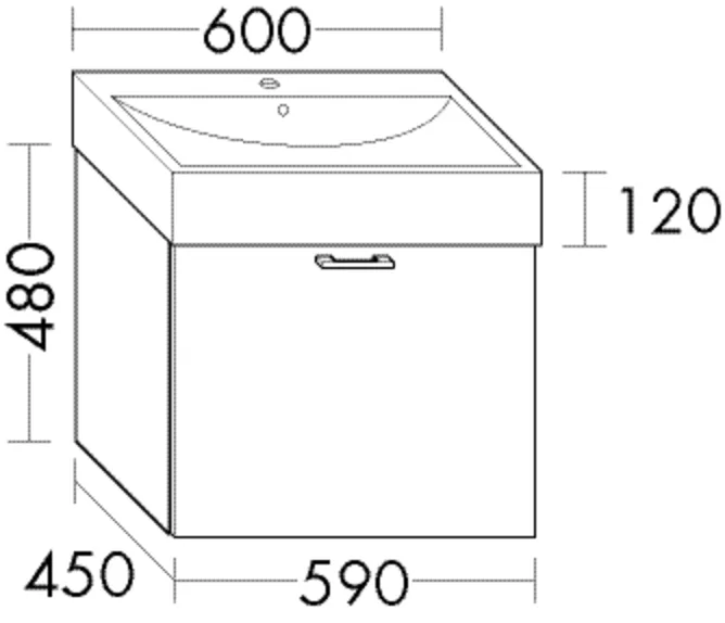 Burgbad Waschtischunterschrank Sys30, 450x590x480 mm, 1 Auszug, 300 mm tief