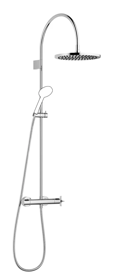 Dornbracht VAIA Showerpipe mit Brause-Thermostat Chrom 300 mm, Höhe bis Regenbrause 964 mm, Ausladung Standbrause 420 mm Dornbracht VAIA Showerpipe mit Brause-Thermostat Chrom 300 mm, Höhe bis Regenbrause 964 mm, Ausladung Standbrause 420 mm