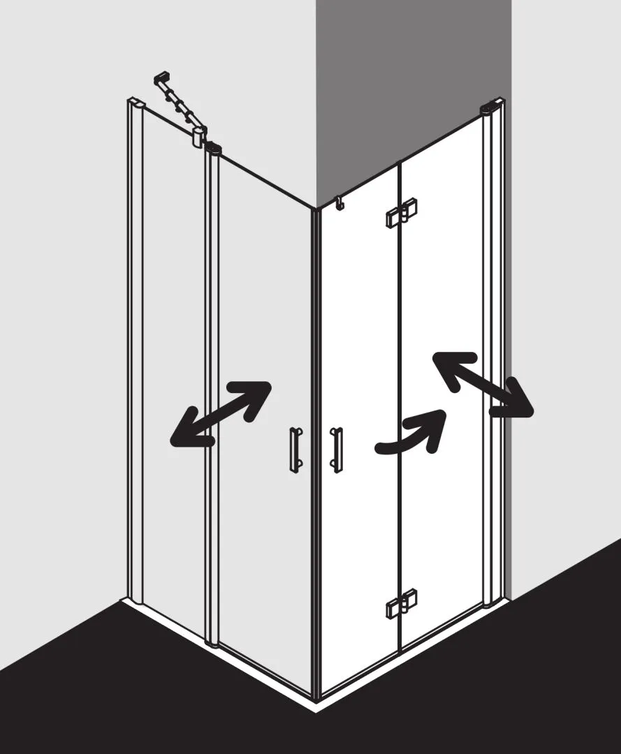 Kermi Pendel-Falttür Eckeinstieg 2-teilig Halbteil rechts „Diga“ Glas Klar, Profile Silber Hochglanz, Falttür BV: 730 - 750 mm GAK: 715 - 735 mm WE: 740 - 760 mm H: 1850 mm Kermi Pendel-Falttür Eckeinstieg 2-teilig Halbteil rechts „Diga“ Glas Klar, Profile Silber Hochglanz, Falttür BV: 730 - 750 mm GAK: 715 - 735 mm WE: 740 - 760 mm H: 1850 mm