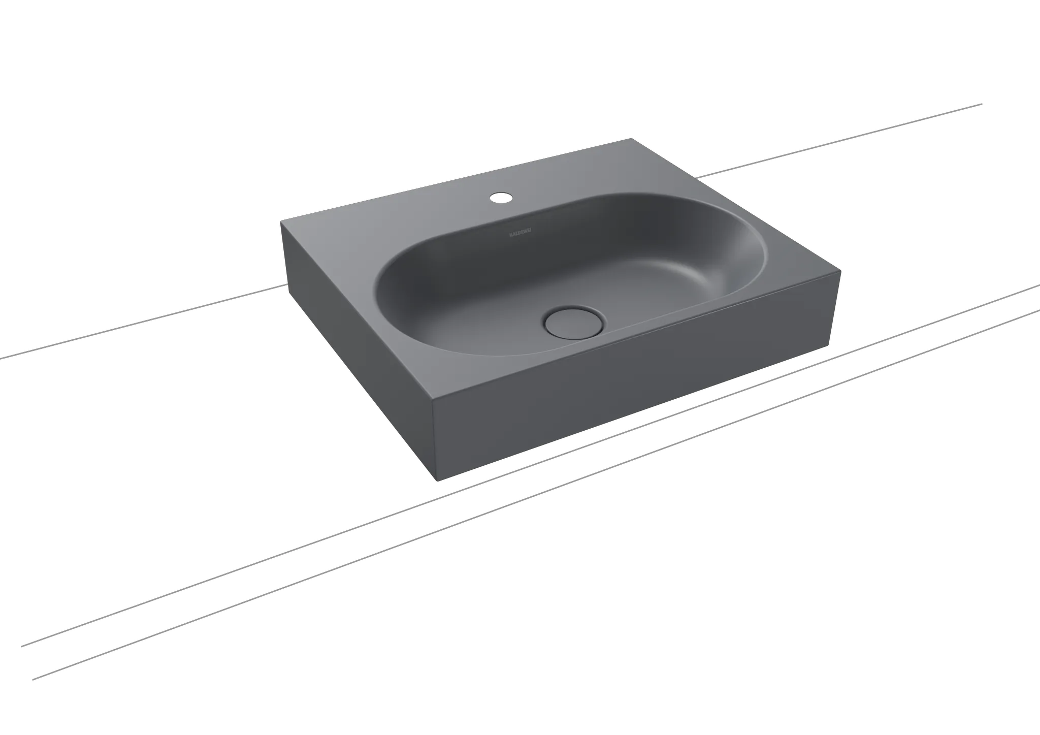 Aufsatzwaschtisch „Centro“ 60 × 50 cm, mit Hahnlochbohrung in cool grey 70, mit Perl-Effekt