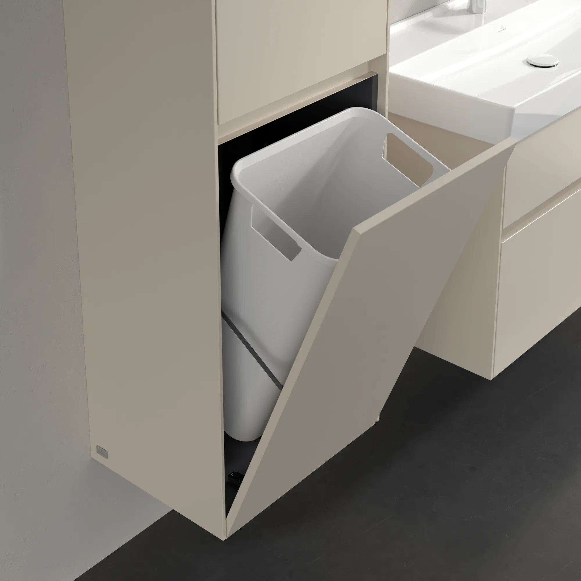 Villeroy & Boch Hochschrank mit Wäschekorb „Collaro“ 45,4 × 153,8 × 34,9 cm ohne Beleuchtung, Anschlag links, 1 Tür