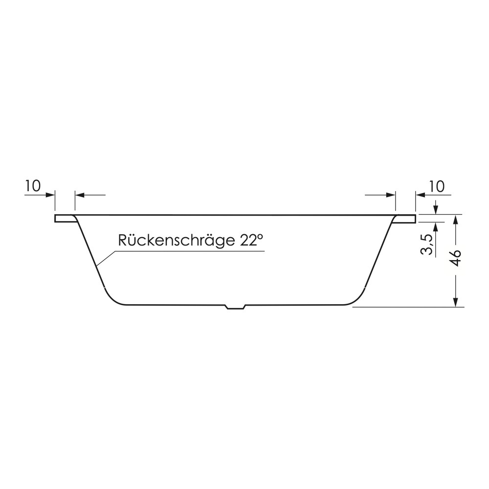 repaBAD Badewanne „Arosa“ rechteck 180 × 90 cm, Mittelablauf in Weiß