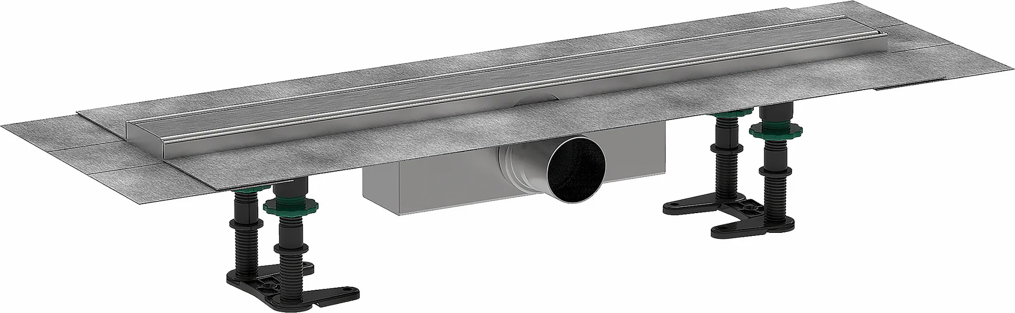 RainDrain Compact Komplettset Duschrinne 600 für Standardinstallation Edelstahl gebürstet