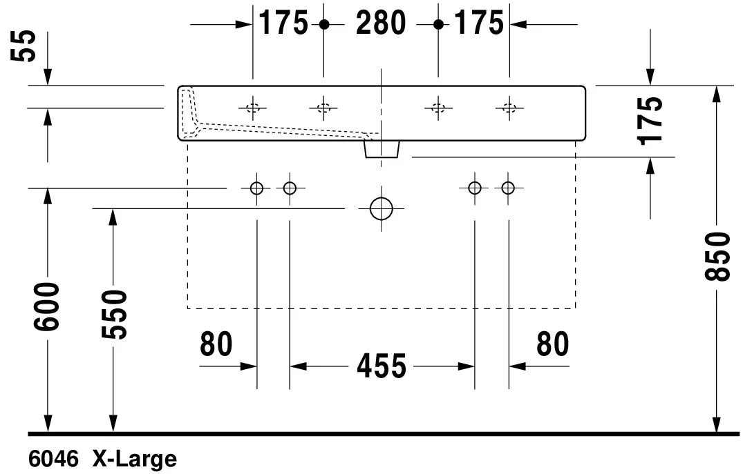 Wandwaschtisch „Vero“, mit Überlauf, Hahnlochposition mittig Wandwaschtisch „Vero“, mit Überlauf, Hahnlochposition mittig