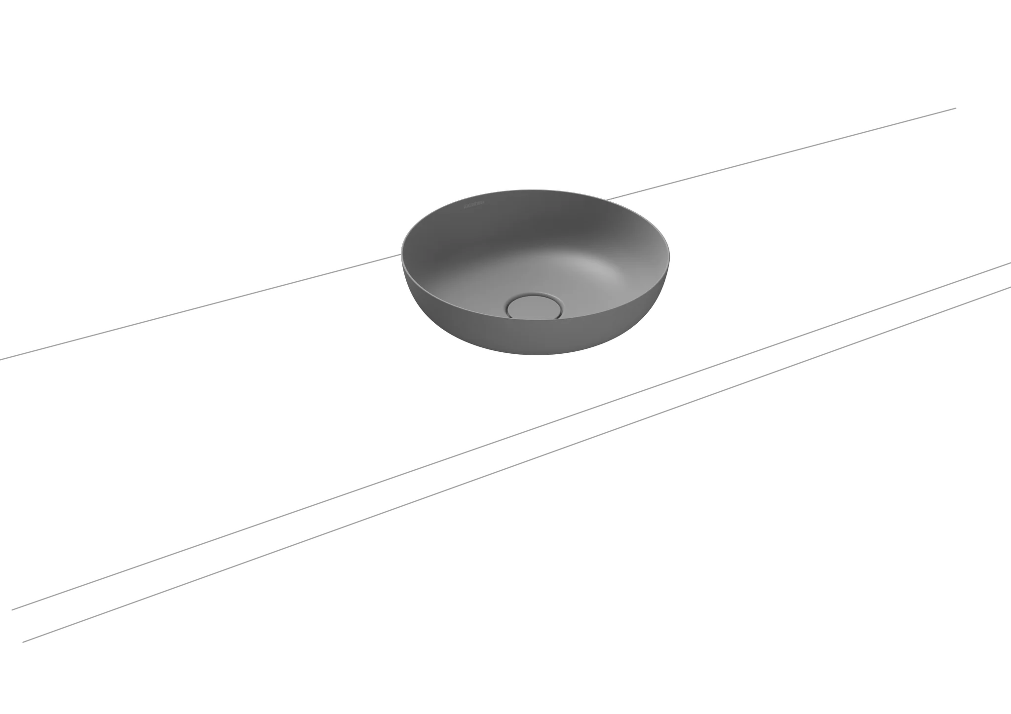 Kaldewei MIENA Waschtisch-Schale, rund, 380 mm Durchmesser, cool grey 30, Perl-Effekt, ohne Überlauf