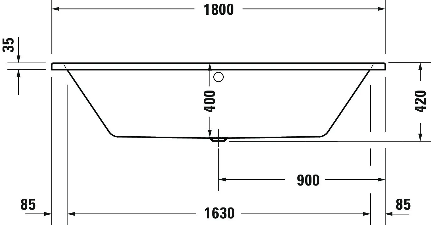 Duravit Badewanne „No.1“ rechteck 180 × 80 cm, Mittelablauf