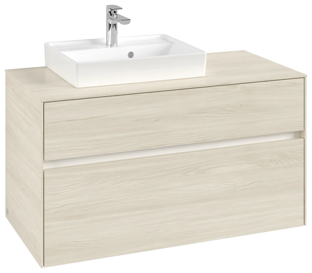 Villeroy & Boch Waschbeckenunterschrank Collaro C014B0, Eckig White Oak, 1000x548x500mm, mit Beleuchtung und SoftClosing
