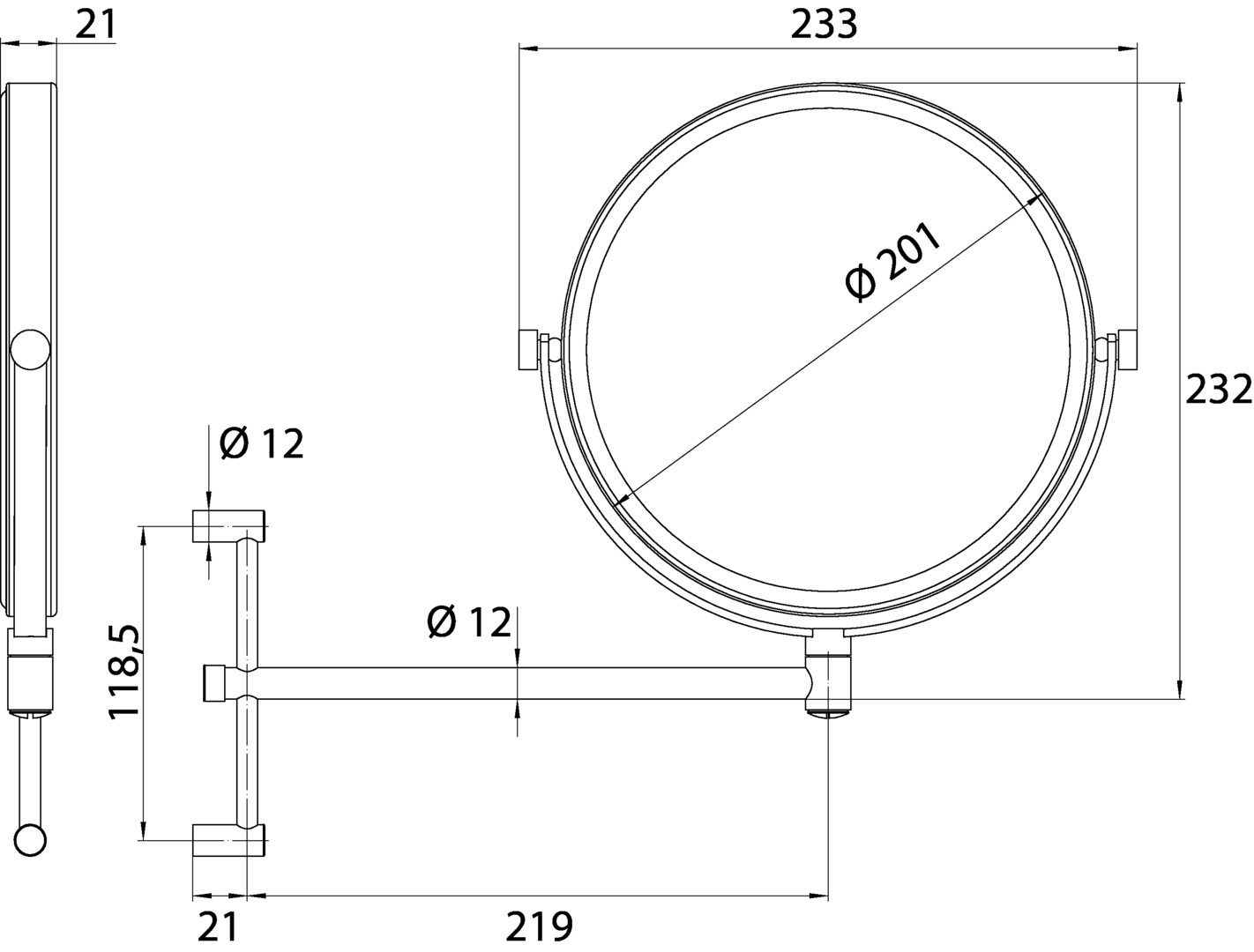 Spiegel „Rasier-Und Kosmetikspiegel“ ⌀ 20,1 cm