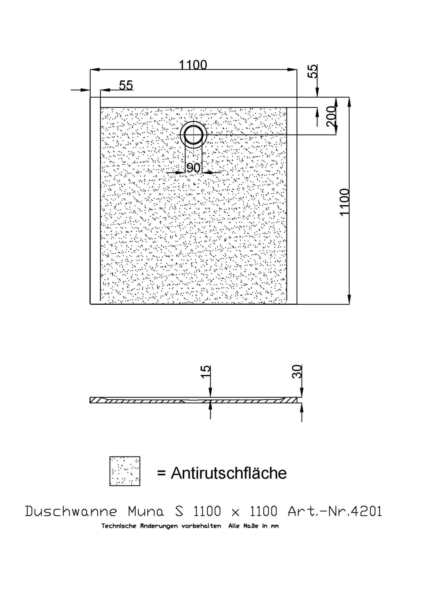Hoesch Muna S Duschwanne Mineralguss Solique, 1100x1100x30 cm, Weiß Hoesch Muna S Duschwanne Mineralguss Solique, 1100x1100x30 cm, Weiß