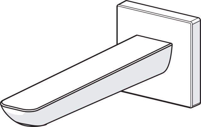 HA Auslauf HANSALIGNA 0682 Rosette eckig Rosette rund L=180 Ausladung 180 mm DN15 Chrom