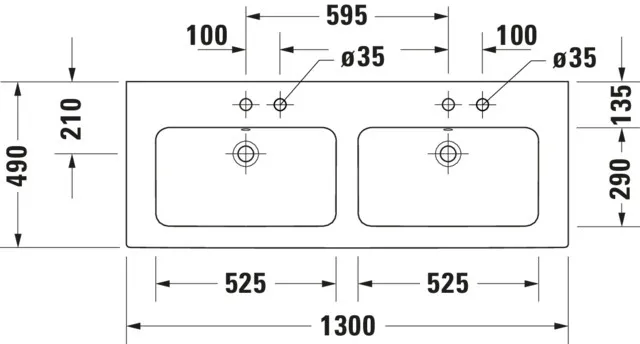 Doppel-Wandwaschtisch „ME by Starck“, mit Überlauf in Weiß Hochglanz Doppel-Wandwaschtisch „ME by Starck“, mit Überlauf in Weiß Hochglanz